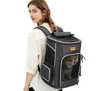 Morpilot Cat Backpack Dog Backpack for Cats and Small Dogs 7 kg, Foldable Pet Backpack with Inner Safety Lead and Shell DarkGray