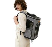 Morpilot Cat Backpack Dog Backpack for Cats and Small Dogs 7 kg, Foldable Pet Backpack with Inner Safety Lead and Shell LightGrey