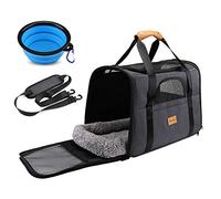 Morpilot Cat Carrier, Airline Approved Pet, Portable Dog Bag, Breathable Small Travel Cage with Adjustable Shoulder Strap and Bowl, Grey