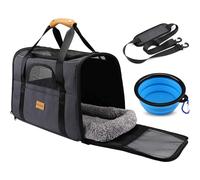 Morpilot Cat Carrier - Airline Approved, Top Opening Portable Dog Bag with Breathable Mesh/Removable Mat, Adjustable Shoulder Strap & Bowl,
