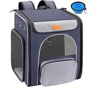 Morpilot® Cat Carrier Backpack, Foldable Pet Backpack Carrier for Cats & Small Dogs, Breathable Dog Carrier Backpack with Inner Safety Leash + Folding Bowl Ideal for Travel Camping Hiking
