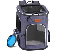Morpilot® Cat Carrier Backpack, Foldable Pet Carrier Backpack for Cats and Small Dogs, Dog Backpack Carrier with Ventilated Design Inner Safety Strap, Puppy Carrier Bag for Travel Camping Hiking Blue
