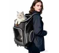 Morpilot® Cat Carrier Backpack, Foldable Pet Carrier Backpack for Cats and Small Dogs, Dog Backpack Carrier with Ventilated Design Inner Safety Strap, Puppy Carrier Bag for Travel Camping Hiking Blue