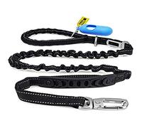 morpilot Elastic Dog Leash, Strong Leash with Dog Seat Belt & Soft Handle for Medium and Large Dogs, Reflective Leash for Pets for Safe Walking at Night with Dogs + Trash Bag (Black)