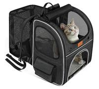 Morpilot Expandable Cat Carrier Backpack, Foldable Breathable Pet Rucksack with Hard Frame & Safety Leash, for Cats & Small Dogs Up to 9kg