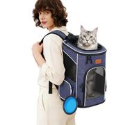 Morpilot Foldable Cat Carrier Backpack for Pets up to 7kg, Blue, Ventilated Desi