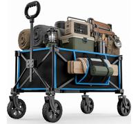 Morpilot Folding Festival Trolley on Wheels - Foldable Camping Cart 150lbs Pull Along Wagon Heavy Duty Trolley for Beach Shopping Fishing Picnic Outdoor