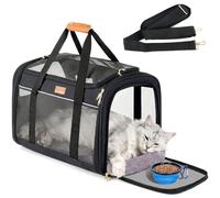 Morpilot Large Pet Carrier Bag,Breathable Carry Bag with Washable Cushion, Anti-collapse Travel Handbag for Cats Small Dogs, Perfect for Car Rides Train Trips & Vet Visits XL Black Gold (Max 12kg)