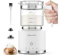 morpilot Milk Frother Electric Milk Frother in Glass, Beautiful to See, 4 in 1 Function, Capacity 250 ml Cappuccino or 500 ml Hot Milk, Split Design, White