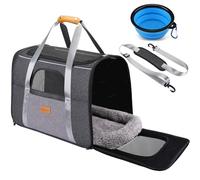 morpilot Pet Carrier Bag, Portable Cat Carrier Bag Top Opening with Breathable Mesh, Foldable Pet Transport Bag for Dogs and Cats up to 20lbs as Cage and Carrier Bag, with Shoulder Strap and Pet Bowl