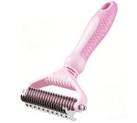 Morpilot Undercoat Thinning Brush, Gentle Blade Grooming Rake Removes Dead Loose Fur & Mats, Grooming Tool for Long Curly Double Coat Cats Dogs, Light Pink