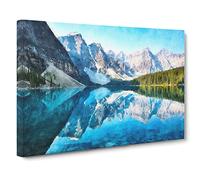 Morraine Lake In Banff Canada Canvas Print | Gallery Wrapped 30mm Frame Wall Art | 30x20 inches | Ready to Hang | Abstract Landscape Picture | Living Room Bedroom Lounge Office
