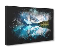 Morraine Lake in Banff Canada Paint Splash Canvas Print | Gallery Wrapped 30mm Frame Wall Art | 30x20 inches | Ready to Hang | Modern Landscape Picture | Living Room Bedroom Lounge Office