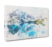Morraine Lake in Banff Canada Watercolour Canvas Print | Gallery Wrapped 30mm Frame Wall Art | 30x20 inches | Ready to Hang | Modern Landscape Picture | Living Room Bedroom Lounge Office