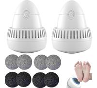 Morrat Foot Grinder - Electric Callus Remover for Feet with Dual Roller Heads, USB Rechargeable & Vacuum Adsorption - Portable Pedicure Tool for Dead Skin & Hard Dry Heels (2pcs)