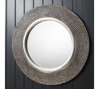 morrilton round wall mirror in pewter bobble effect