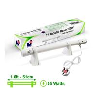 Morris Tubular Heater 1ft, 2ft, 3ft, 4ft Tube Heater With Built In Thermostat Green house Bathroom Conservatory (1FT (55w))