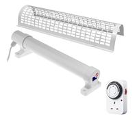 Morris 2ft Tube Heater Set with 24-Hour Mechanical Timer Plug & Safety Guard - 120W Efficient Tubular Heater for Wardrobes, Airing Cupboards & Damp Prevention - IP55 Rated, Easy Fit Brackets