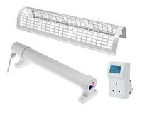 Morris 2ft Tube Heater Set with Digital Thermostat Plug & Safety Guard - 120W Low Energy Tubular Heater for Wardrobes, Airing Cupboards & Damp Prevention - IP55 Rated, Easy Fit Brackets Included