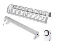 Morris 3ft Tube Heater Set with 24-Hour Mechanical Timer Plug & Safety Guard - 180W Efficient Tubular Heater for Garages, Sheds & Cupboards - IP55 Rated, Easy Fit Brackets