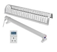 Morris 4ft Tube Heater Set with Digital Thermostat Plug & Safety Guard - 240W Powerful Tubular Heater for Garages, Sheds & Large Cupboards - IP55 Rated, Easy Fit Brackets Included