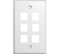 Morris 88170 DataComm Wall Plate for Keystone Jacks and Modular Inserts, 6 Ports, White