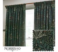 Morris & Co Acorn Multi Floral Jacquard Room Darkening Pencil Pleat Curtains in Green | Size: 229 cm width x 229 cm drop Morris & Co Green 229 cm width x 229 cm drop