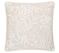 Morris&Co. Acorn Tonal Feather Rich Filled Cushion - Piped Jacquard Woodland Pillow with Rope Trim (Ivory - 50x50cm)