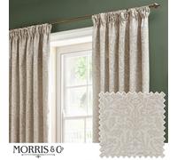 Morris & Co Acorn Tonal Matt Jacquard Room Darkening Pencil Pleat Curtain Pair Ivory (W)168Cm X (D)229Cm