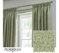 Morris & Co Acorn Tonal Matt Jacquard Room Darkening Pencil Pleat Curtain Pair Sage (W)229Cm X (D)183Cm