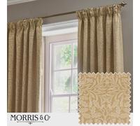 Morris & Co Acorn Tonal Matt Jacquard Room Darkening Pencil Pleat Curtains In Gold Gold 229cm width x 137cm drop