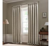 Morris&Co. Acorn Tonal Pencil Pleat Curtain Pair - Lined Matt Jacquard Drapes with Botanical Floral Design (Linen - 168x183cm)