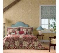 Morris & Co Bedding Honeysuckle & Tulip Cotton Kingsize Duvet Cover Set In Red & Gold