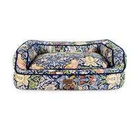Rosewood x Morris & Co. Strawberry Thief Sofa Bed for Dogs, Large Dog Bed, Dark Blue, Thickly Padded, Non-Slip Base, Washable, Luxury William Morris Print