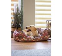 Morris & Co Strawberry Thief Print Square Pet Bed - Burgundy