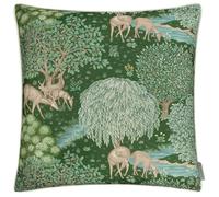 Morris&Co. Brook Outdoor Cushion - Medieval Tapestry-Inspired Jacquard Water Resistant Garden Pillow with Piped Trim (Forest Green - 55x55cm)