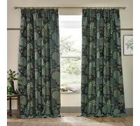 Brook Woodland Jacquard Room Darkening Pencil Pleat Curtains Morris & Co Green 117cm width x 183cm drop