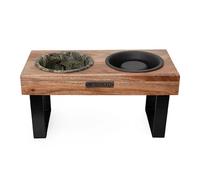 Rosewood x Morris & Co Acanthus Raised Double Dog Bowl - Luxury Slow Feeder Feeding Station for Medium Dogs, Elevated Food & Water Dishes, Anti-Gulp Design, William Morris Print Pet Dining Set
