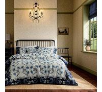 Morris & Co for V&A Scrolling Carnation Duvet Cover Set Double Indigo & Ivory