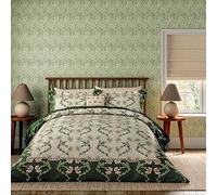 Morris & Co | V&A Scrolling Carnation Kingsize Duvet Cover SET, Olive & Ivory