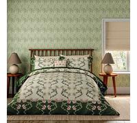 Morris & Co 'Scrolling Carnation' Cotton Duvet Cover Set in Green | Size: Super King