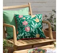 Morris & Co. Fruits Outdoor Cushion - Heritage Print Water Resistant Garden Pillow with Piped Trim (Forest Green/Lemon - 45x45cm)