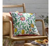Morris & Co. Fruits Outdoor Cushion - Heritage Print Water Resistant Garden Pillow with Piped Trim (Yellow/Tomato Red - 45x45cm)