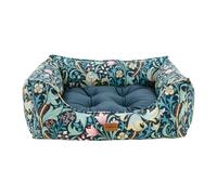 Rosewood x Morris & Co. Golden Lily Square Dog Bed, Large - Luxury Reversible Pet Bed with Iconic William Morris Floral Print, Soft Washable Cushion, Padded Sides - Stylish Heritage Design