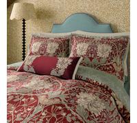 Morris & Co Honeysuckle & Tulip Kingsize Duvet Cover Set, Red & Gold
