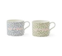 Set of 2 Morris & Co. "Love is Enough" Thyme / Parchment & China Blue Mugs Multi-Coloured