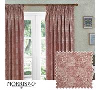 Morris&Co. Marigold Pencil Pleat Curtain Pair - Jacquard Lined Floral Heritage Drapes (Russet - 229x183cm)