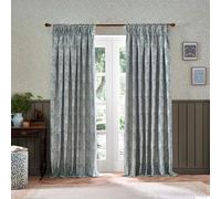 Morris&Co. Marigold Pencil Pleat Curtain Pair - Jacquard Lined Floral Heritage Drapes (Indigo - 117x137cm)