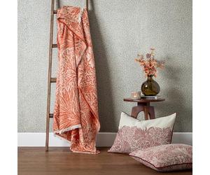 Morris & Co. Marigold Throw - Heritage Jacquard Faux Mohair Floral Blanket (Russet - 130x170cm)