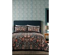 Morris & Co | V&A Olive & Rose Double Duvet Cover SET, Indigo/Blush
